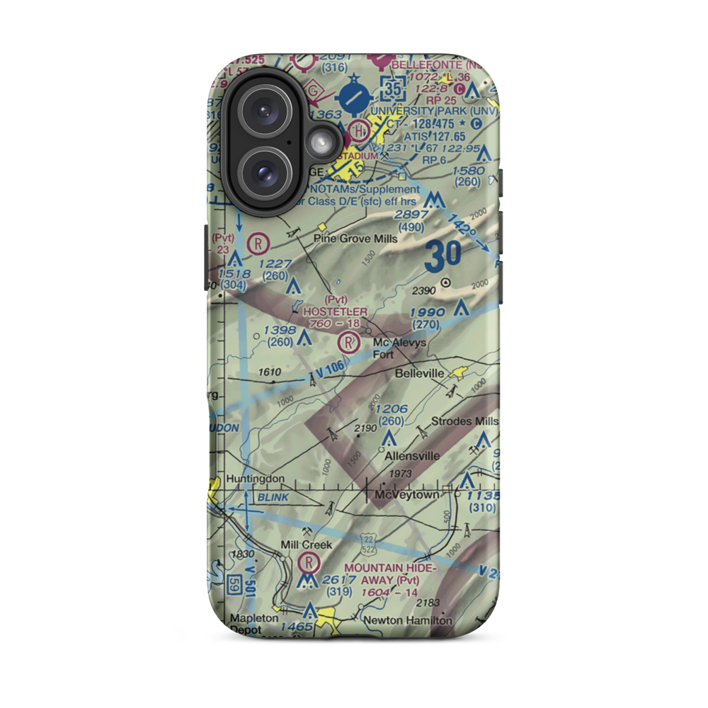 Hostetler Airport (0PA6) VFR Sectional  Tough iPhone Case iPhone 16 Plus model shown