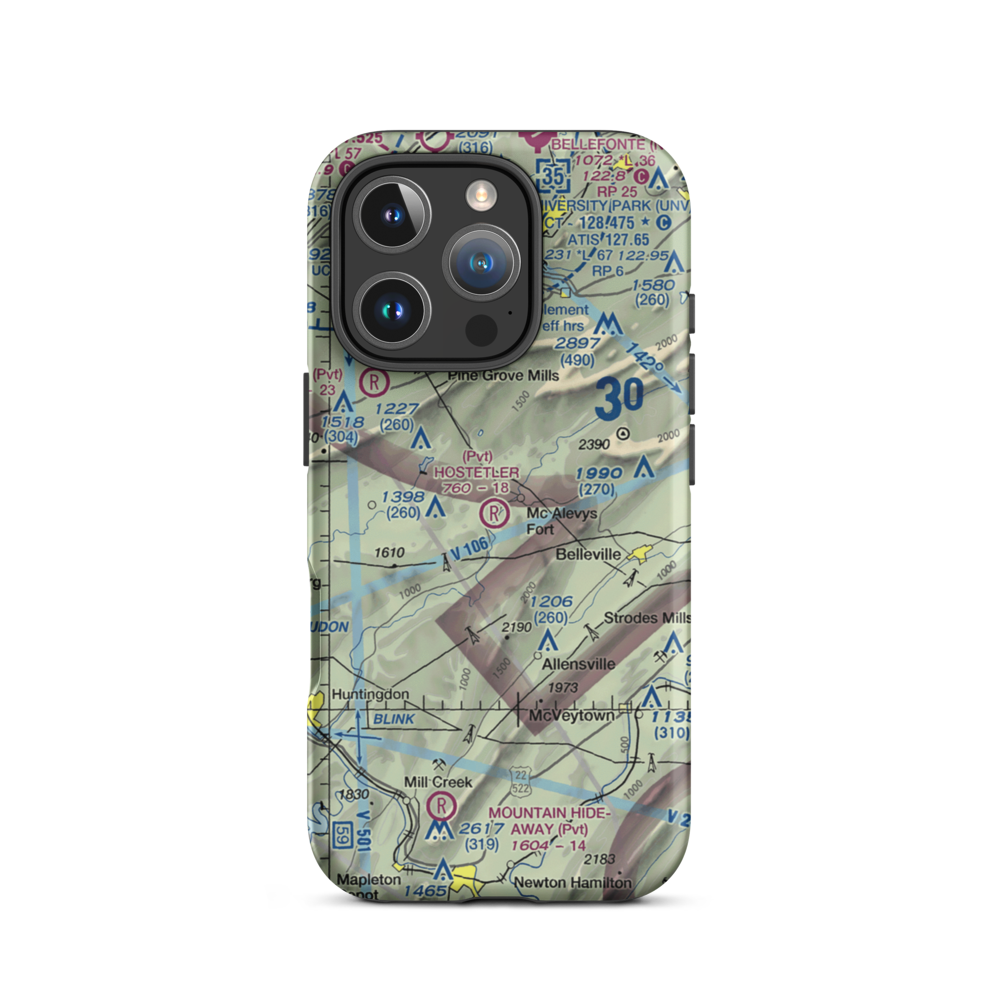 Hostetler Airport (0PA6) VFR Sectional  Tough iPhone Case iPhone 16 Pro model shown