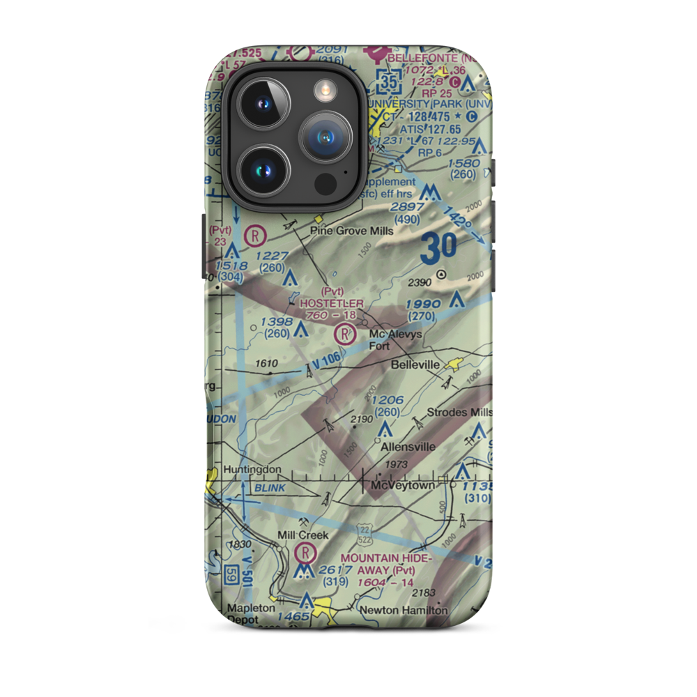 Hostetler Airport (0PA6) VFR Sectional  Tough iPhone Case iPhone 16 Pro Max model shown