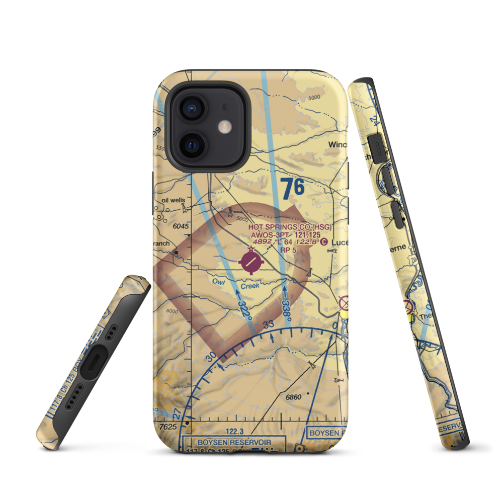 Hot Springs County Airport (HSG) VFR Sectional  Tough iPhone Case iPhone 12 model shown