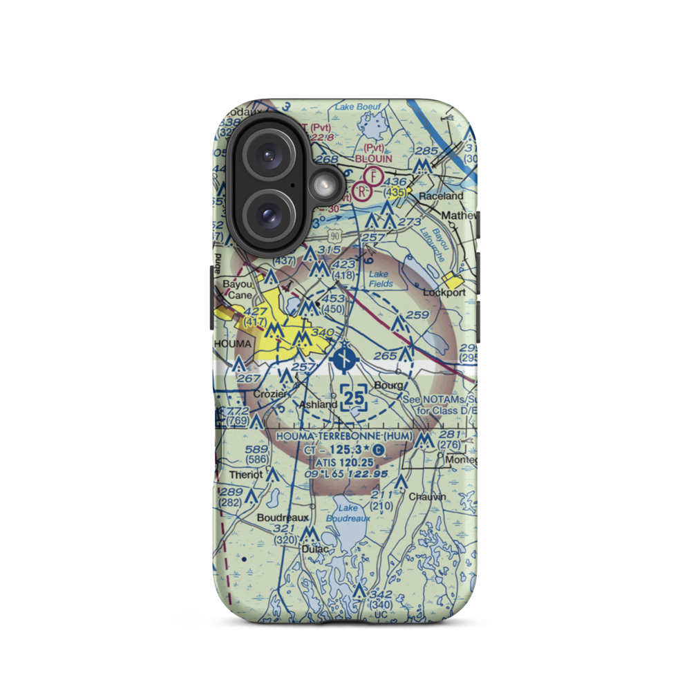 Houma Terrebonne Airport (HUM) VFR Sectional  Tough iPhone Case iPhone 16 model shown