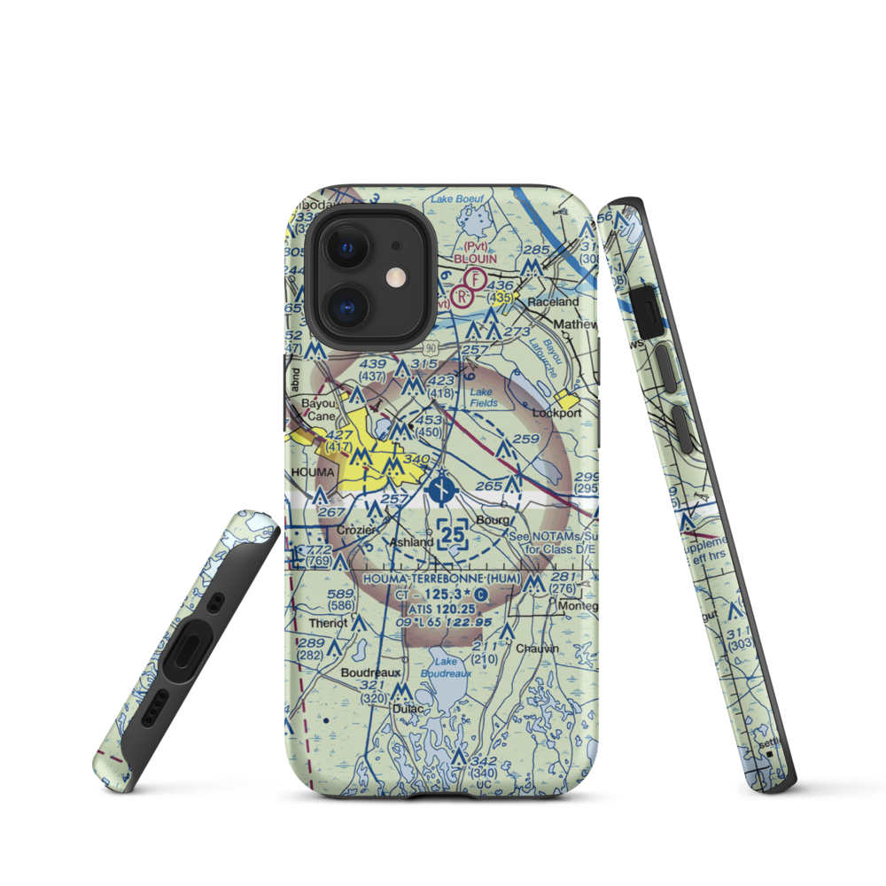 Houma Terrebonne Airport (HUM) VFR Sectional  Tough iPhone Case iPhone 12 mini model shown