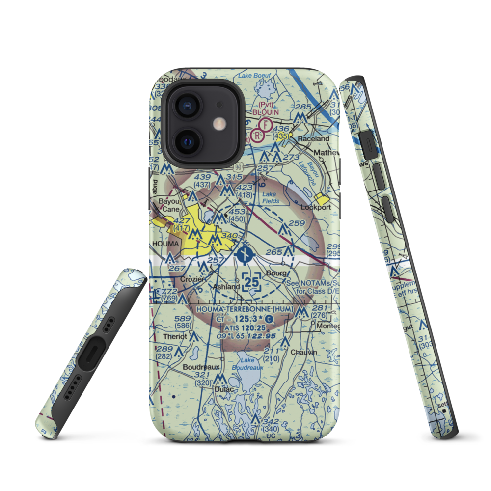 Houma Terrebonne Airport (HUM) VFR Sectional  Tough iPhone Case iPhone 12 model shown