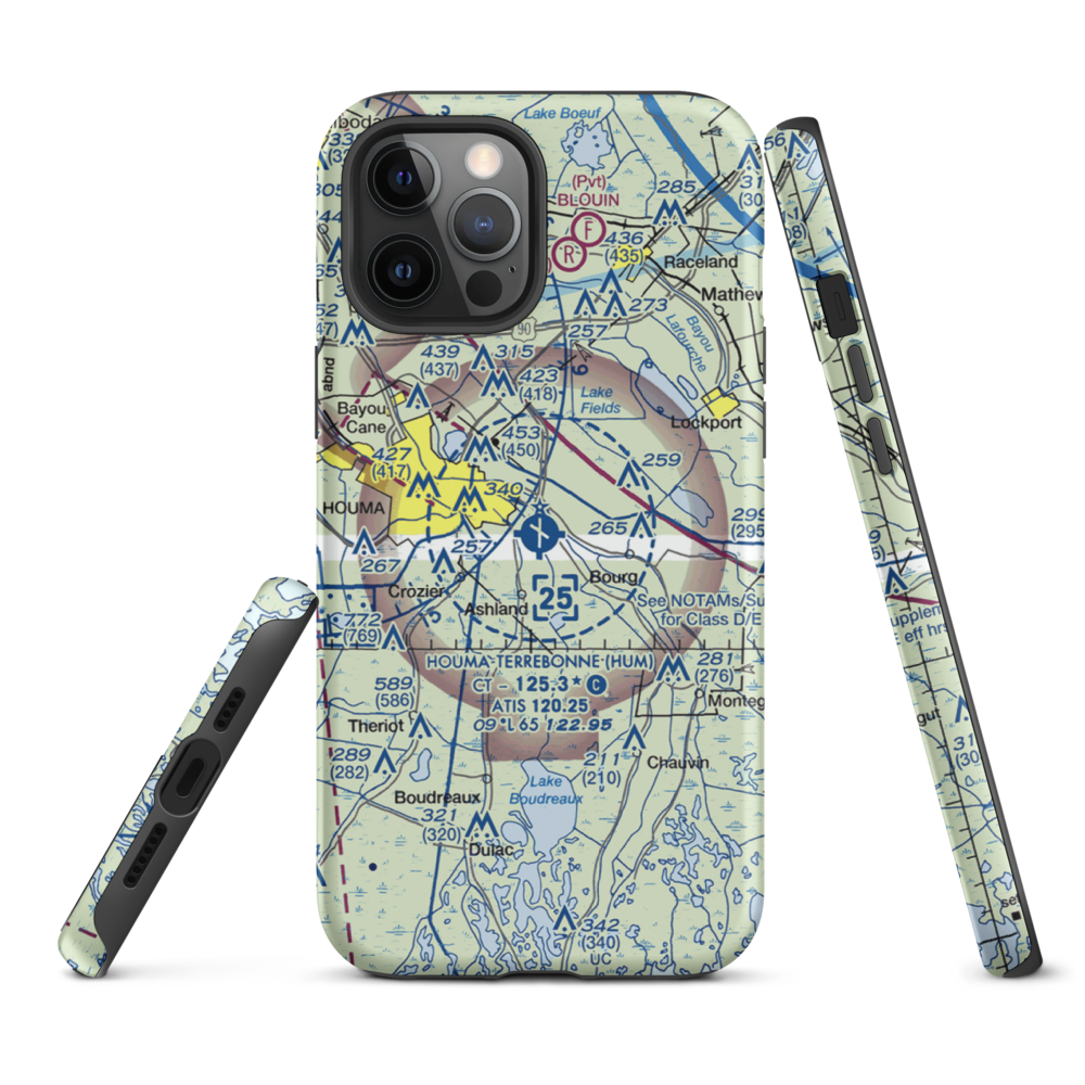 Houma Terrebonne Airport (HUM) VFR Sectional  Tough iPhone Case iPhone 12 Pro Max model shown