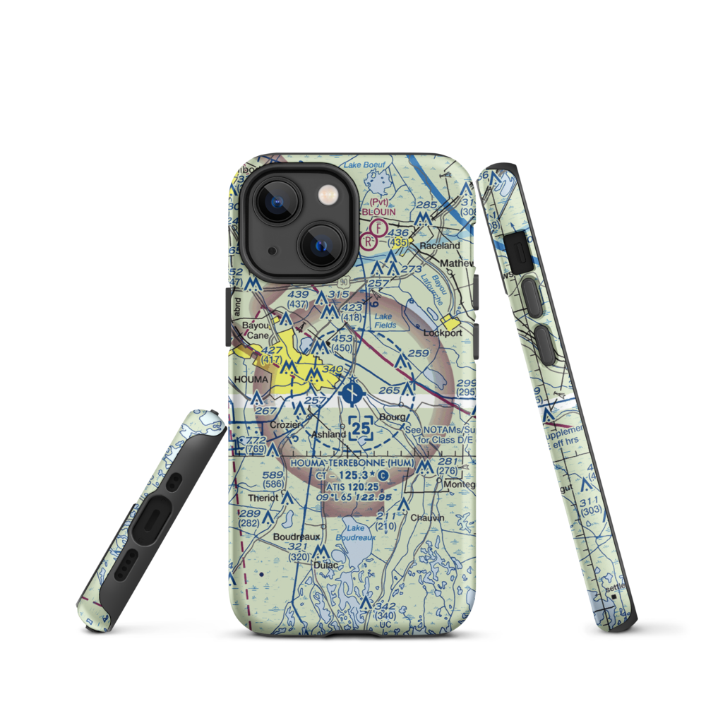 Houma Terrebonne Airport (HUM) VFR Sectional  Tough iPhone Case iPhone 13 mini model shown