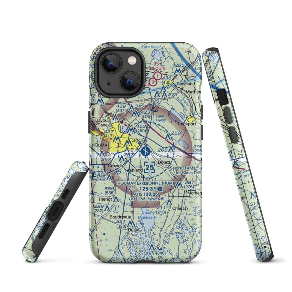 Houma Terrebonne Airport (HUM) VFR Sectional  Tough iPhone Case iPhone 13 model shown