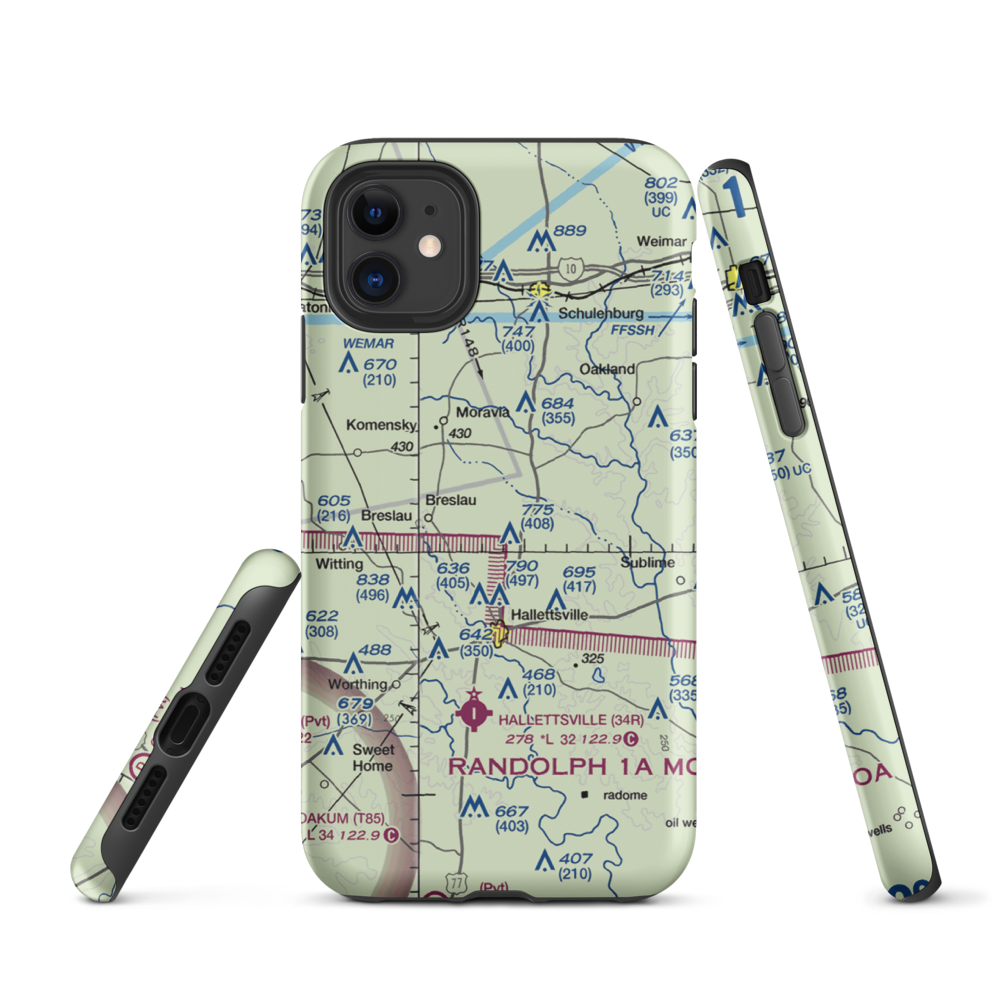 Hound Run Airport (XA40) VFR Sectional  Tough iPhone Case iPhone 11 model shown