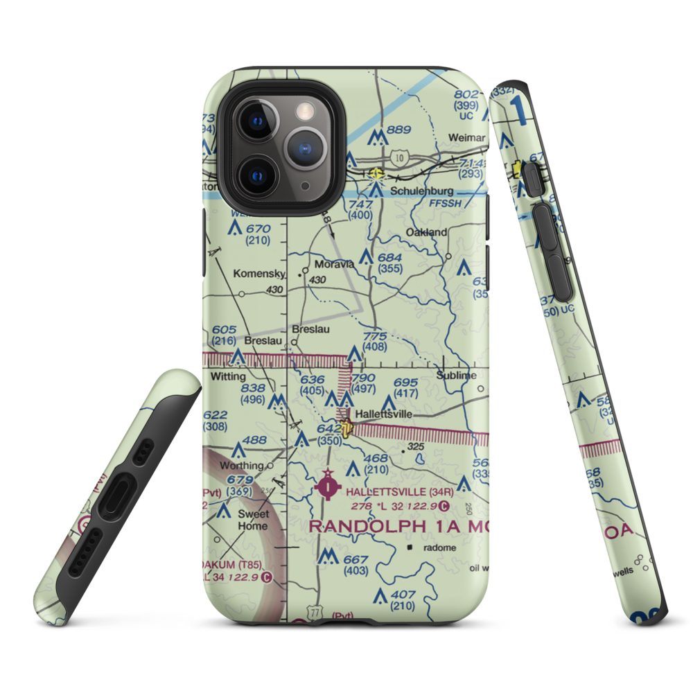 Hound Run Airport (XA40) VFR Sectional  Tough iPhone Case iPhone 11 Pro model shown