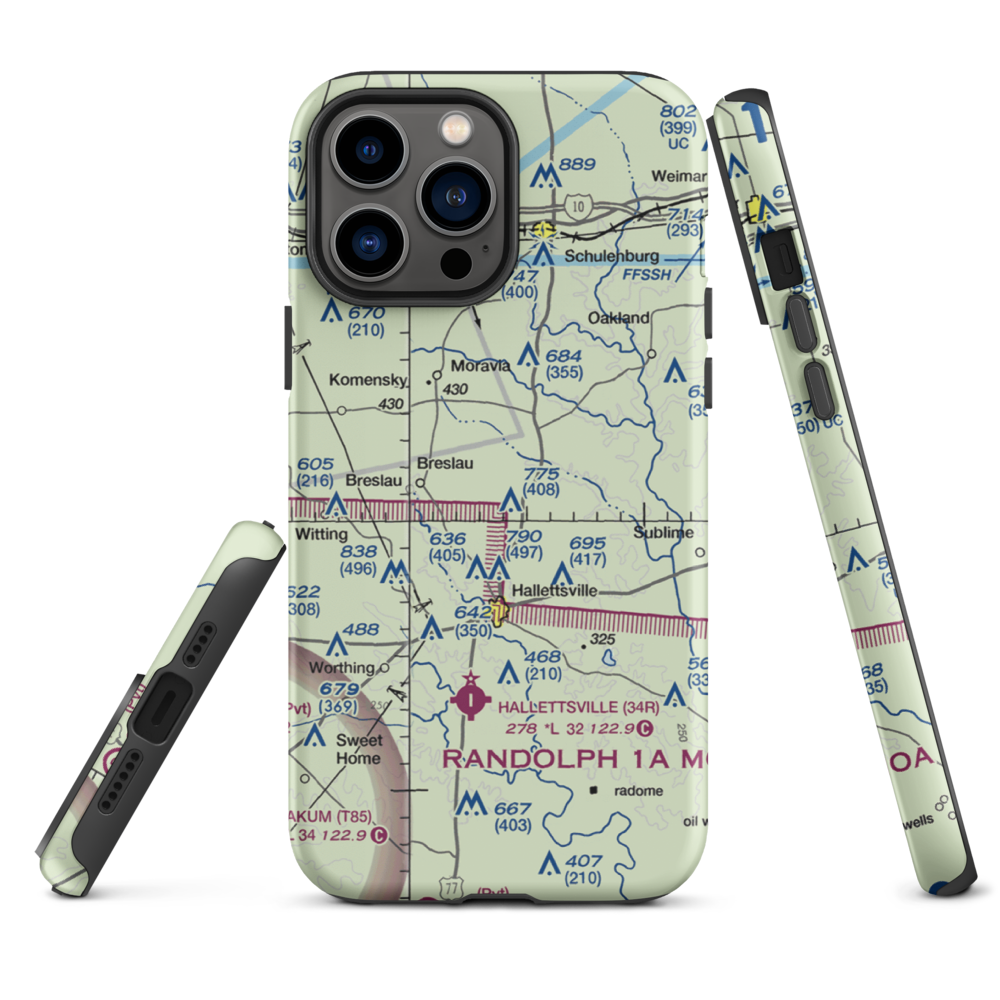 Hound Run Airport (XA40) VFR Sectional  Tough iPhone Case iPhone 13 Pro Max model shown