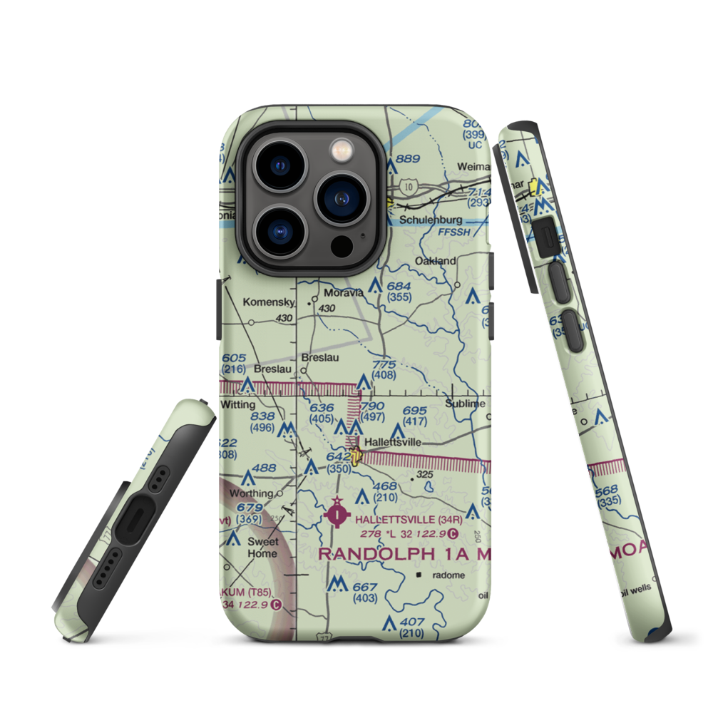 Hound Run Airport (XA40) VFR Sectional  Tough iPhone Case iPhone 14 Pro model shown