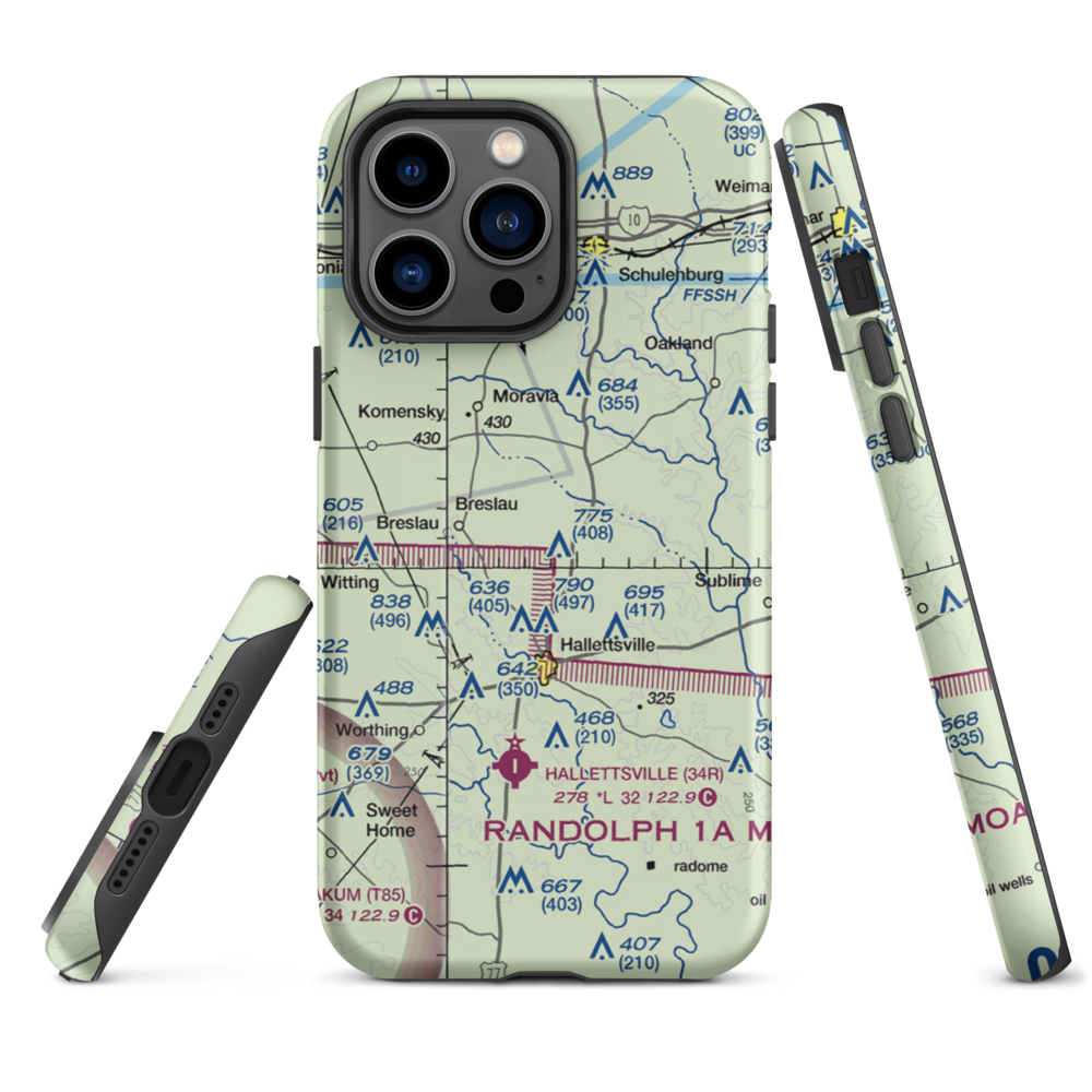Hound Run Airport (XA40) VFR Sectional  Tough iPhone Case iPhone 14 Pro Max model shown