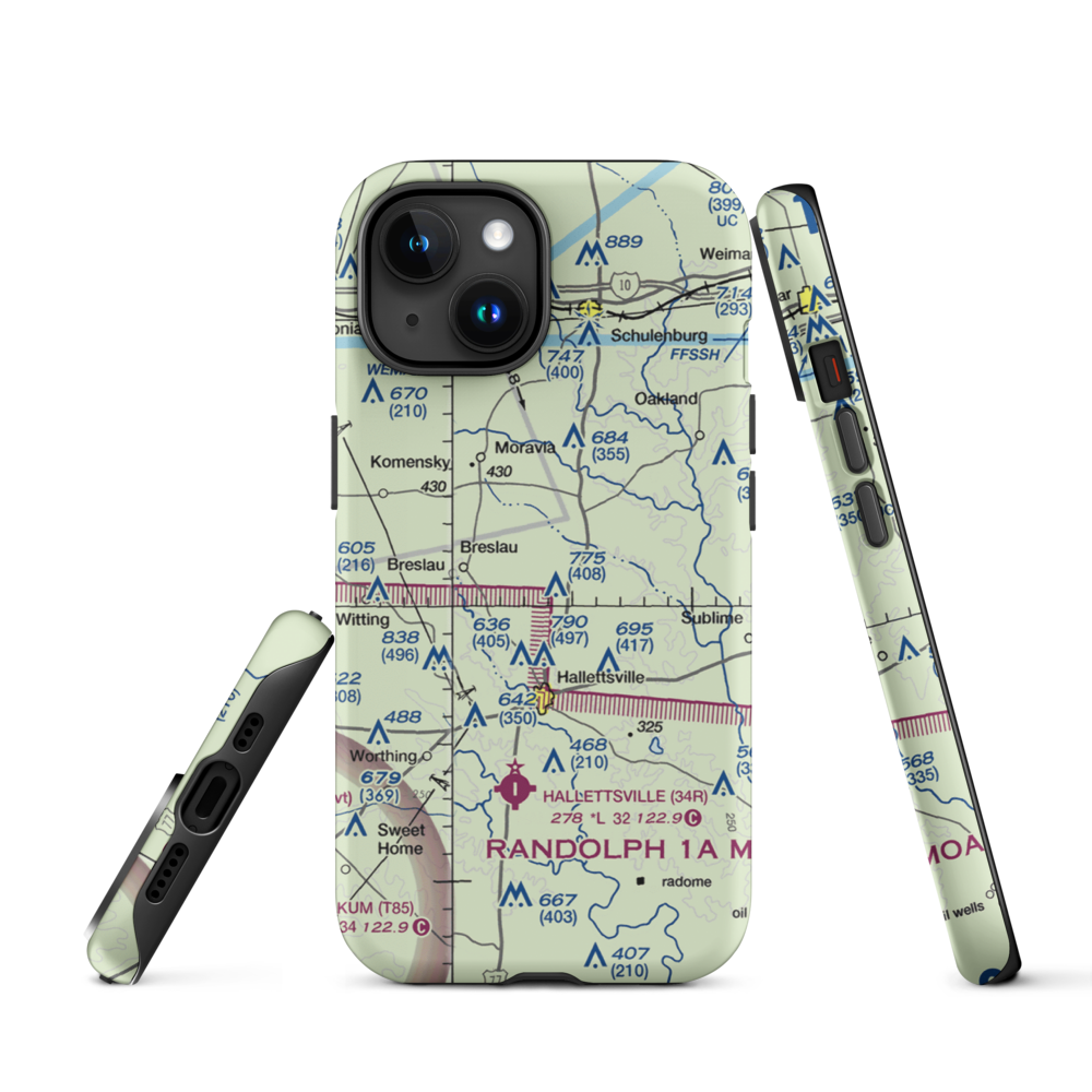 Hound Run Airport (XA40) VFR Sectional  Tough iPhone Case iPhone 15 model shown