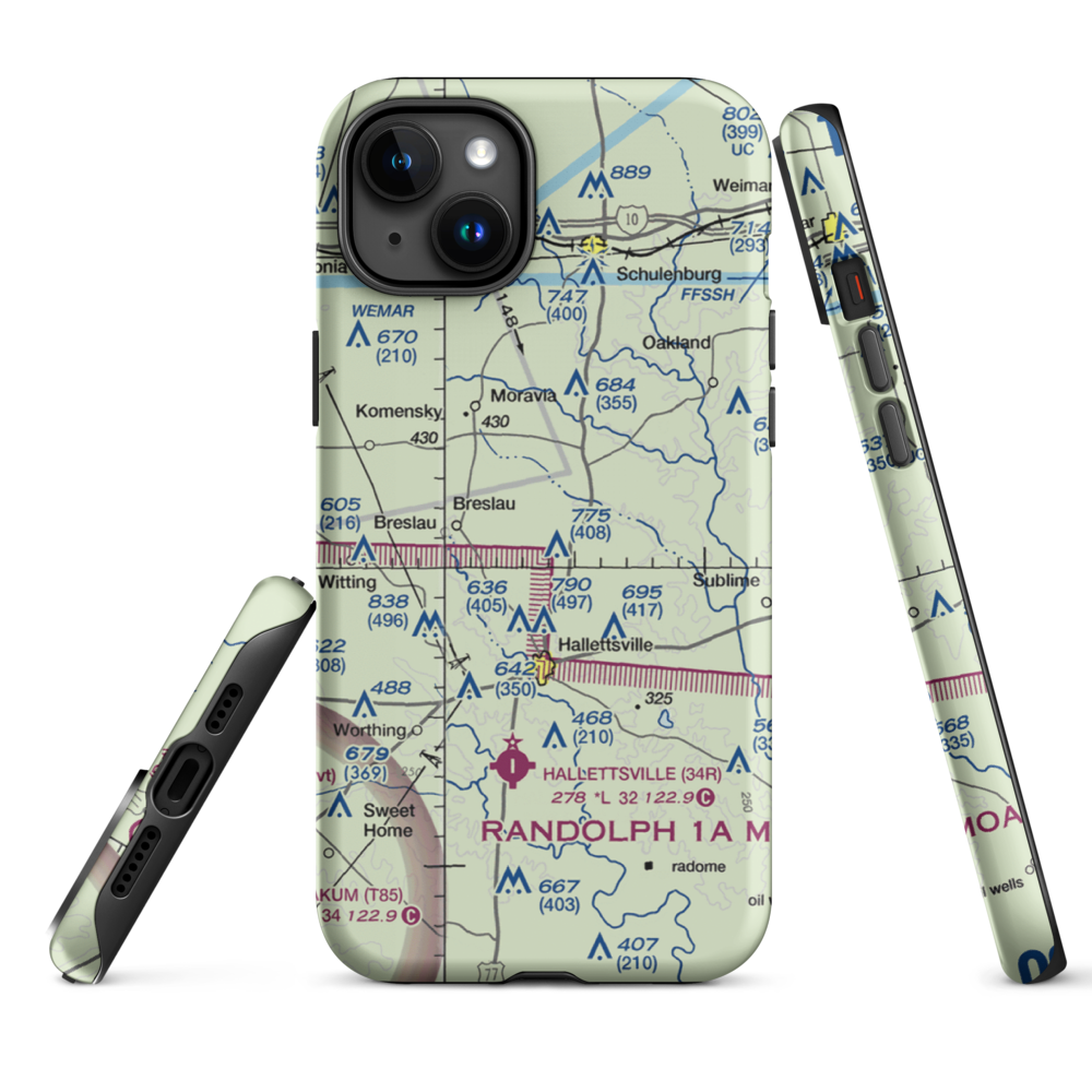 Hound Run Airport (XA40) VFR Sectional  Tough iPhone Case iPhone 15 Plus model shown