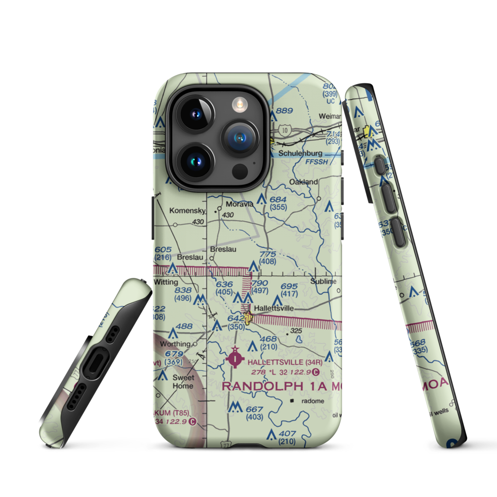 Hound Run Airport (XA40) VFR Sectional  Tough iPhone Case iPhone 15 Pro model shown