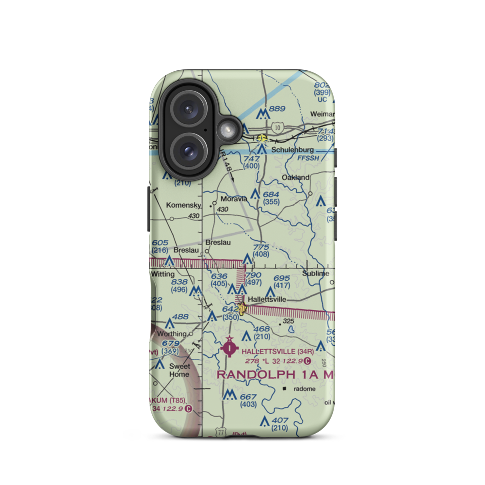 Hound Run Airport (XA40) VFR Sectional  Tough iPhone Case iPhone 16 model shown