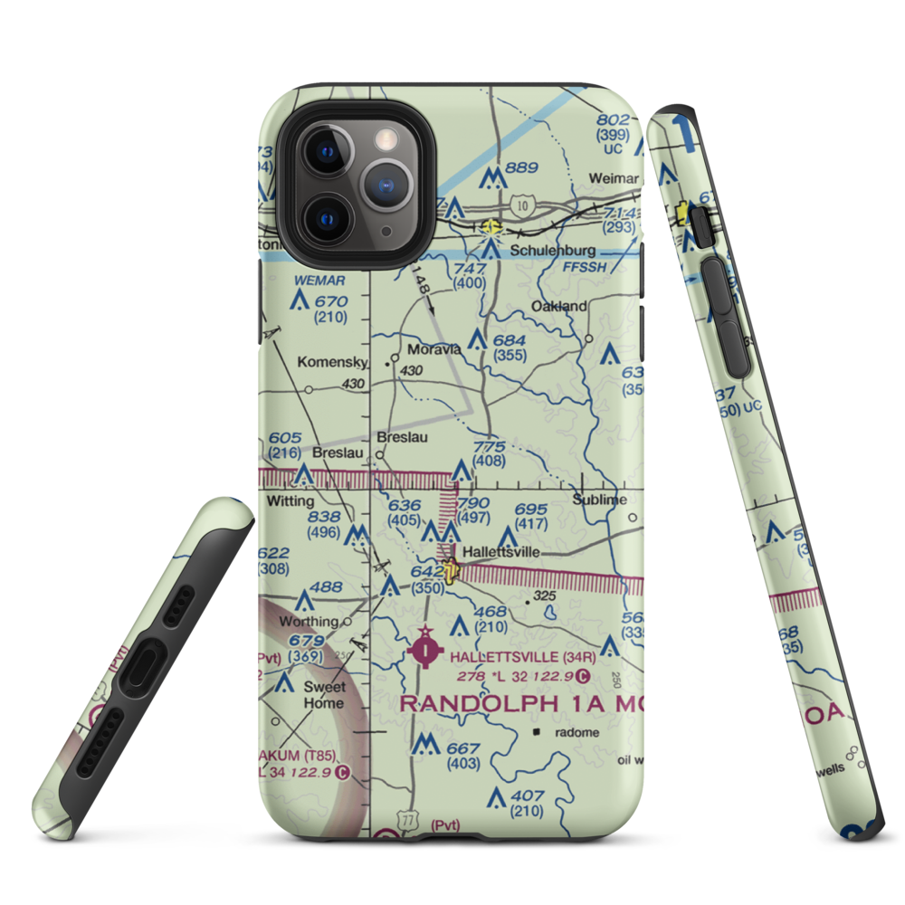 Hound Run Airport (XA40) VFR Sectional  Tough iPhone Case iPhone 11 Pro Max model shown