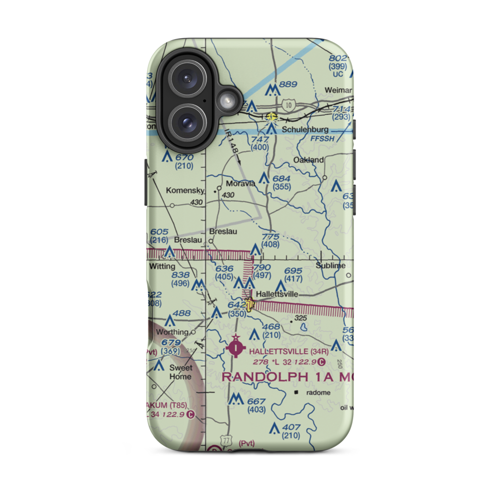 Hound Run Airport (XA40) VFR Sectional  Tough iPhone Case iPhone 16 Plus model shown