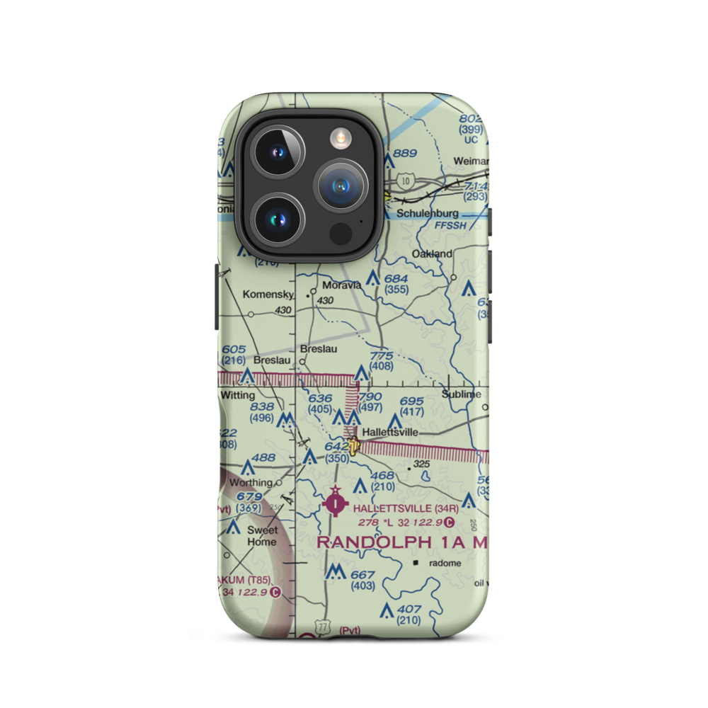 Hound Run Airport (XA40) VFR Sectional  Tough iPhone Case iPhone 16 Pro model shown