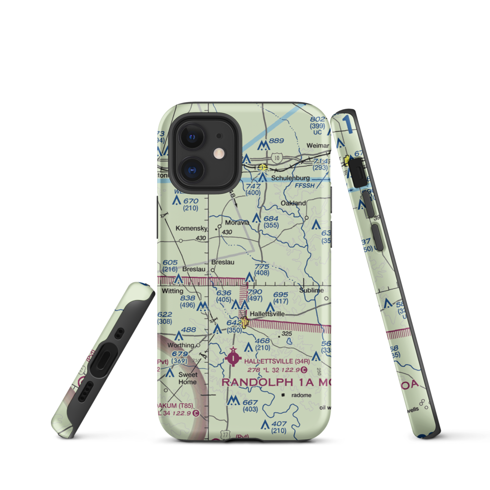 Hound Run Airport (XA40) VFR Sectional  Tough iPhone Case iPhone 12 mini model shown