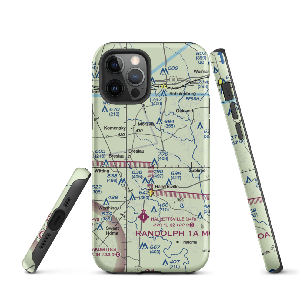 Hound Run Airport (XA40) VFR Sectional  Tough iPhone Case iPhone 12 Pro model shown