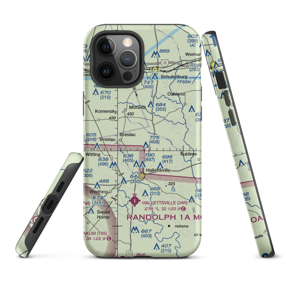 Hound Run Airport (XA40) VFR Sectional  Tough iPhone Case iPhone 12 Pro Max model shown
