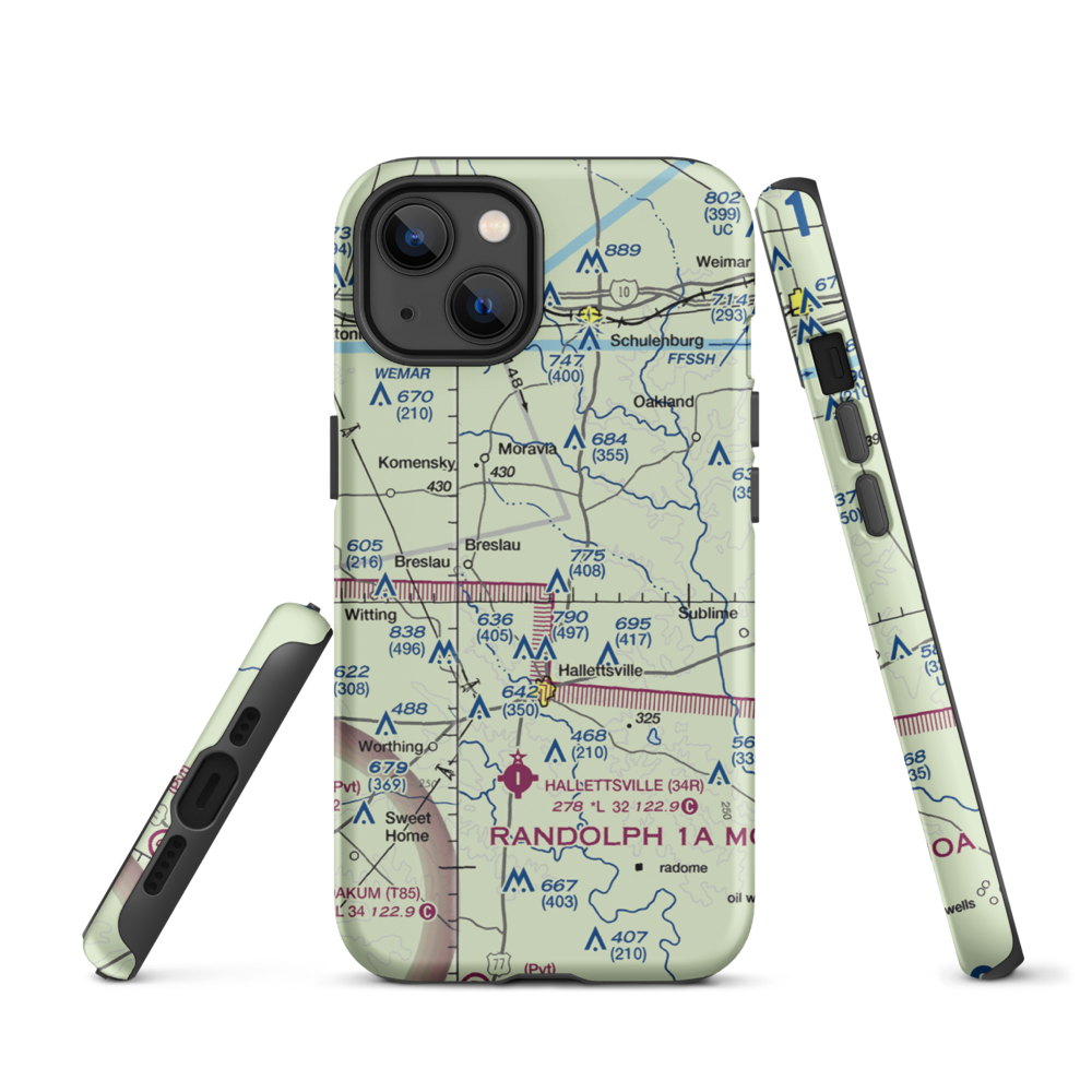 Hound Run Airport (XA40) VFR Sectional  Tough iPhone Case iPhone 13 model shown