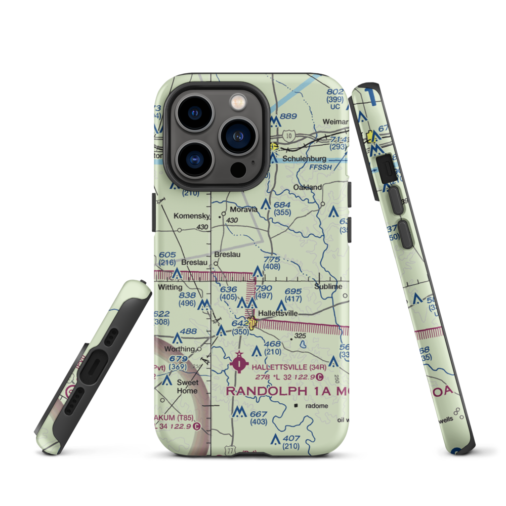 Hound Run Airport (XA40) VFR Sectional  Tough iPhone Case iPhone 13 Pro model shown