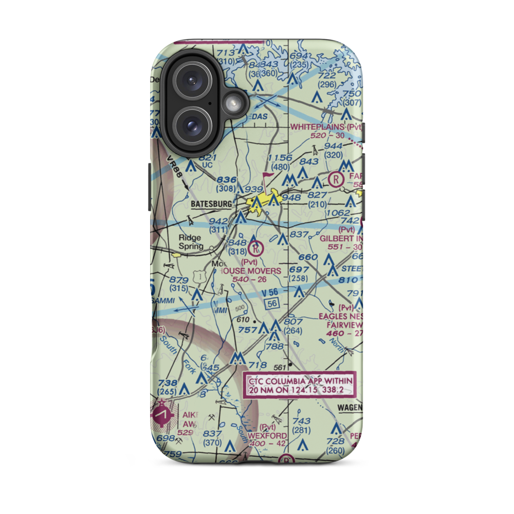 House Movers Field (SC46) VFR Sectional  Tough iPhone Case iPhone 16 Plus model shown