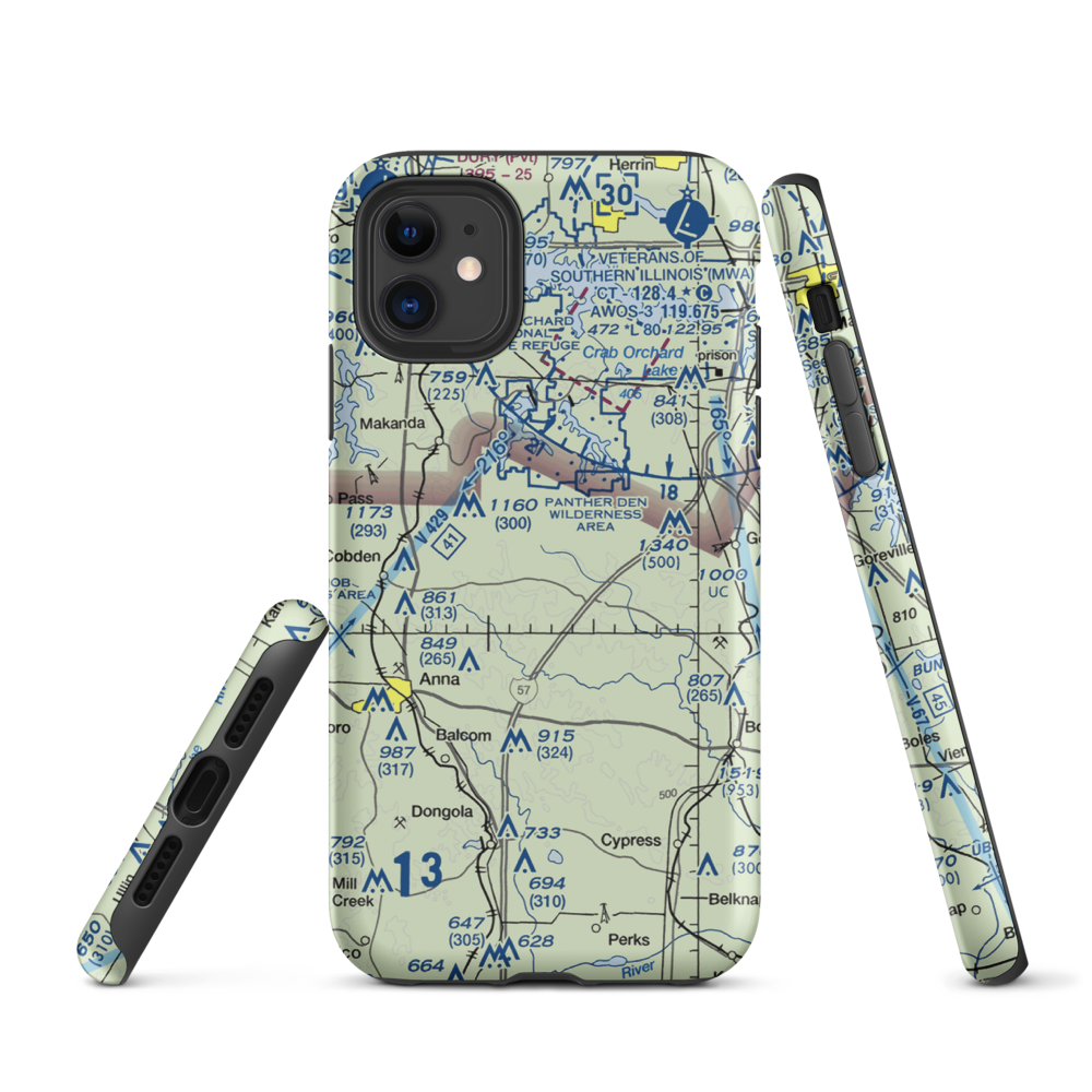 Houseman Airport (IL16) VFR Sectional  Tough iPhone Case iPhone 11 model shown