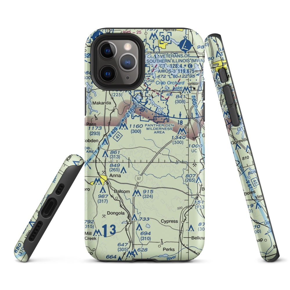 Houseman Airport (IL16) VFR Sectional  Tough iPhone Case iPhone 11 Pro model shown