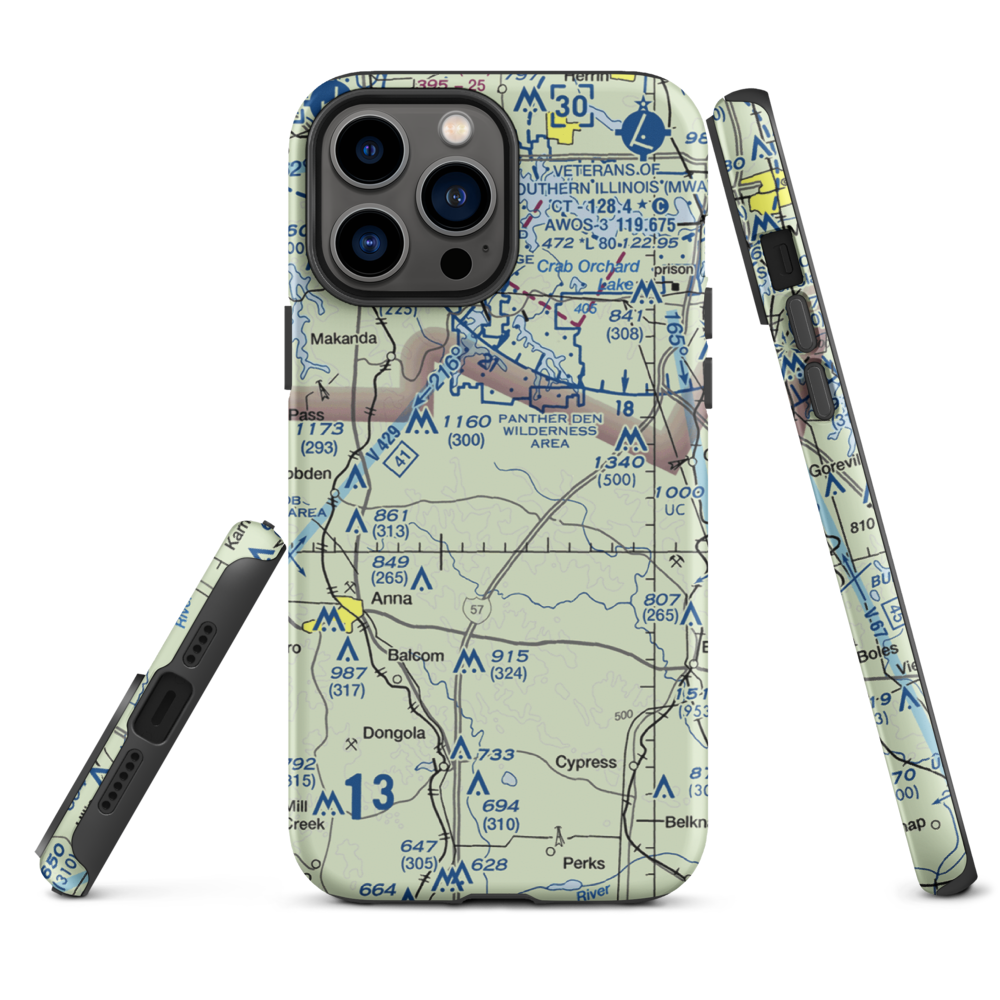 Houseman Airport (IL16) VFR Sectional  Tough iPhone Case iPhone 13 Pro Max model shown