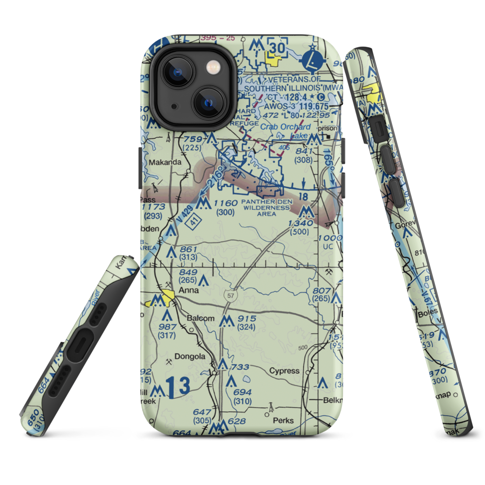 Houseman Airport (IL16) VFR Sectional  Tough iPhone Case iPhone 14 Plus model shown