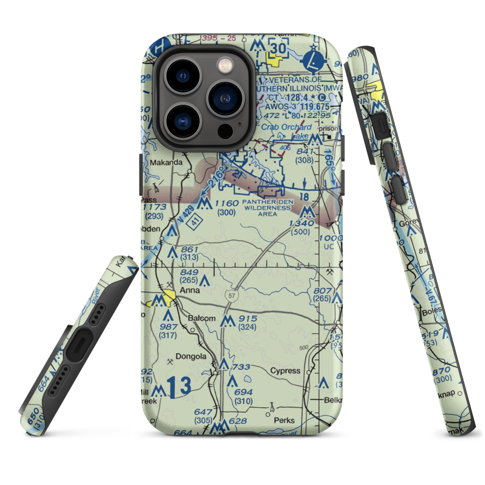Houseman Airport (IL16) VFR Sectional  Tough iPhone Case iPhone 14 Pro Max model shown