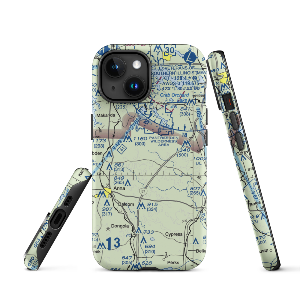 Houseman Airport (IL16) VFR Sectional  Tough iPhone Case iPhone 15 model shown