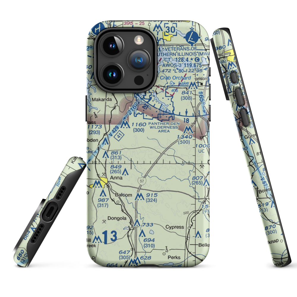 Houseman Airport (IL16) VFR Sectional  Tough iPhone Case iPhone 15 Pro Max model shown