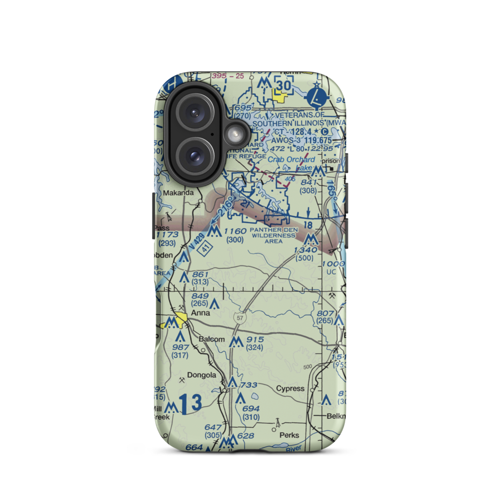Houseman Airport (IL16) VFR Sectional  Tough iPhone Case iPhone 16 model shown