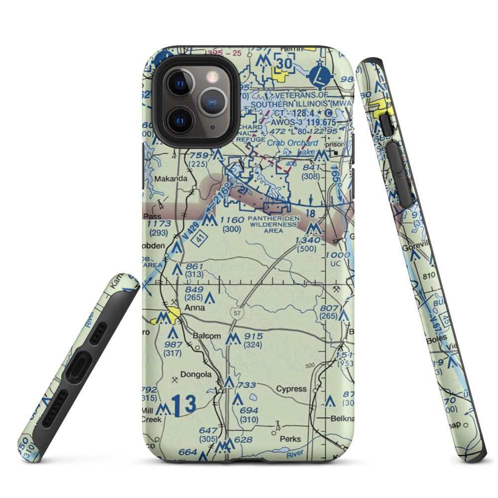 Houseman Airport (IL16) VFR Sectional  Tough iPhone Case iPhone 11 Pro Max model shown