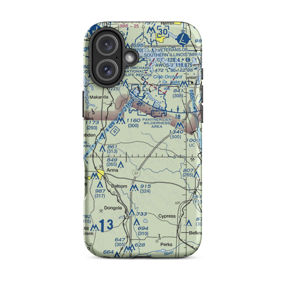 Houseman Airport (IL16) VFR Sectional  Tough iPhone Case iPhone 16 Plus model shown
