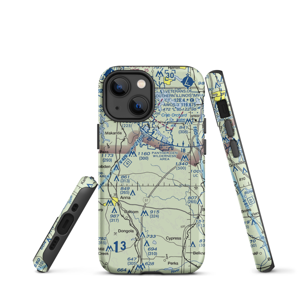 Houseman Airport (IL16) VFR Sectional  Tough iPhone Case iPhone 13 mini model shown