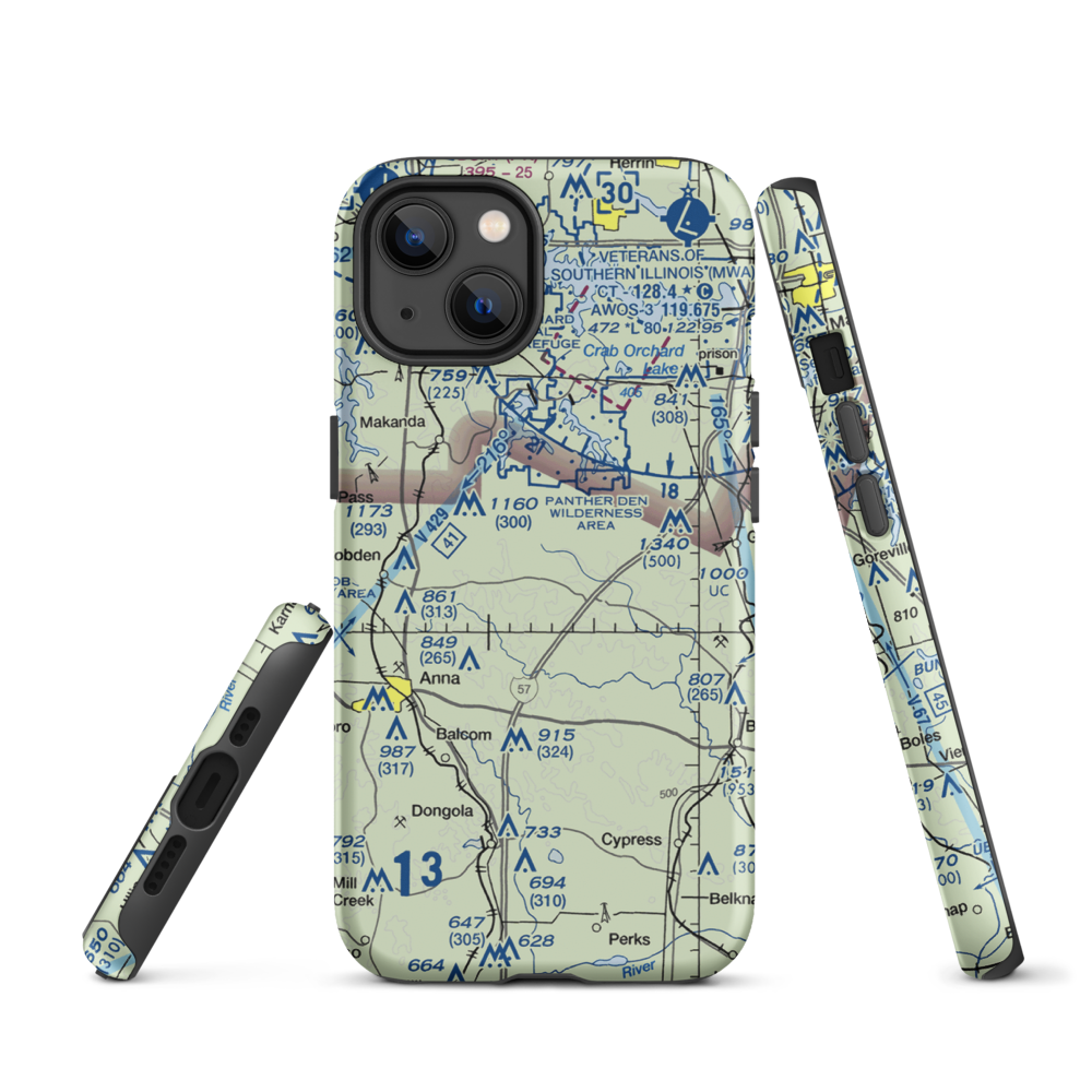 Houseman Airport (IL16) VFR Sectional  Tough iPhone Case iPhone 13 model shown