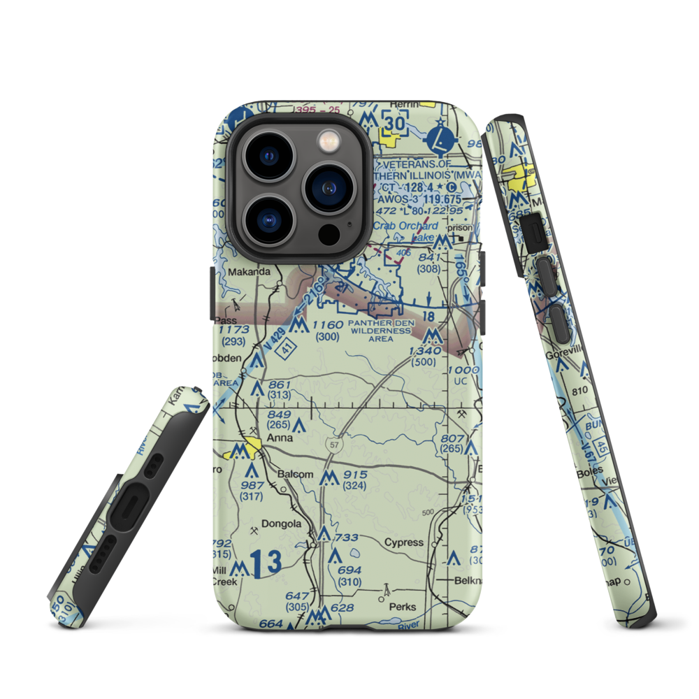 Houseman Airport (IL16) VFR Sectional  Tough iPhone Case iPhone 13 Pro model shown