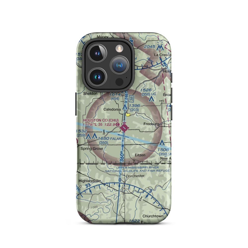 Houston County Airport (CHU) VFR Sectional  Tough iPhone Case iPhone 16 Pro model shown