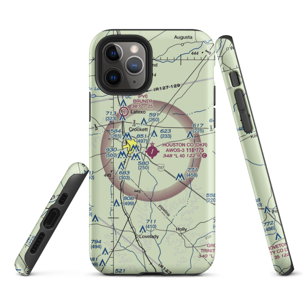 Houston County Airport (DKR) VFR Sectional  Tough iPhone Case iPhone 11 Pro model shown