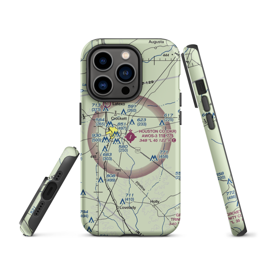 Houston County Airport (DKR) VFR Sectional  Tough iPhone Case iPhone 14 Pro model shown