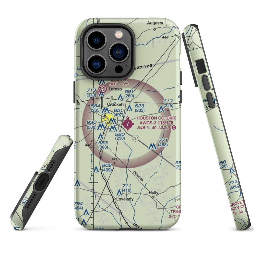 Houston County Airport (DKR) VFR Sectional  Tough iPhone Case iPhone 14 Pro Max model shown