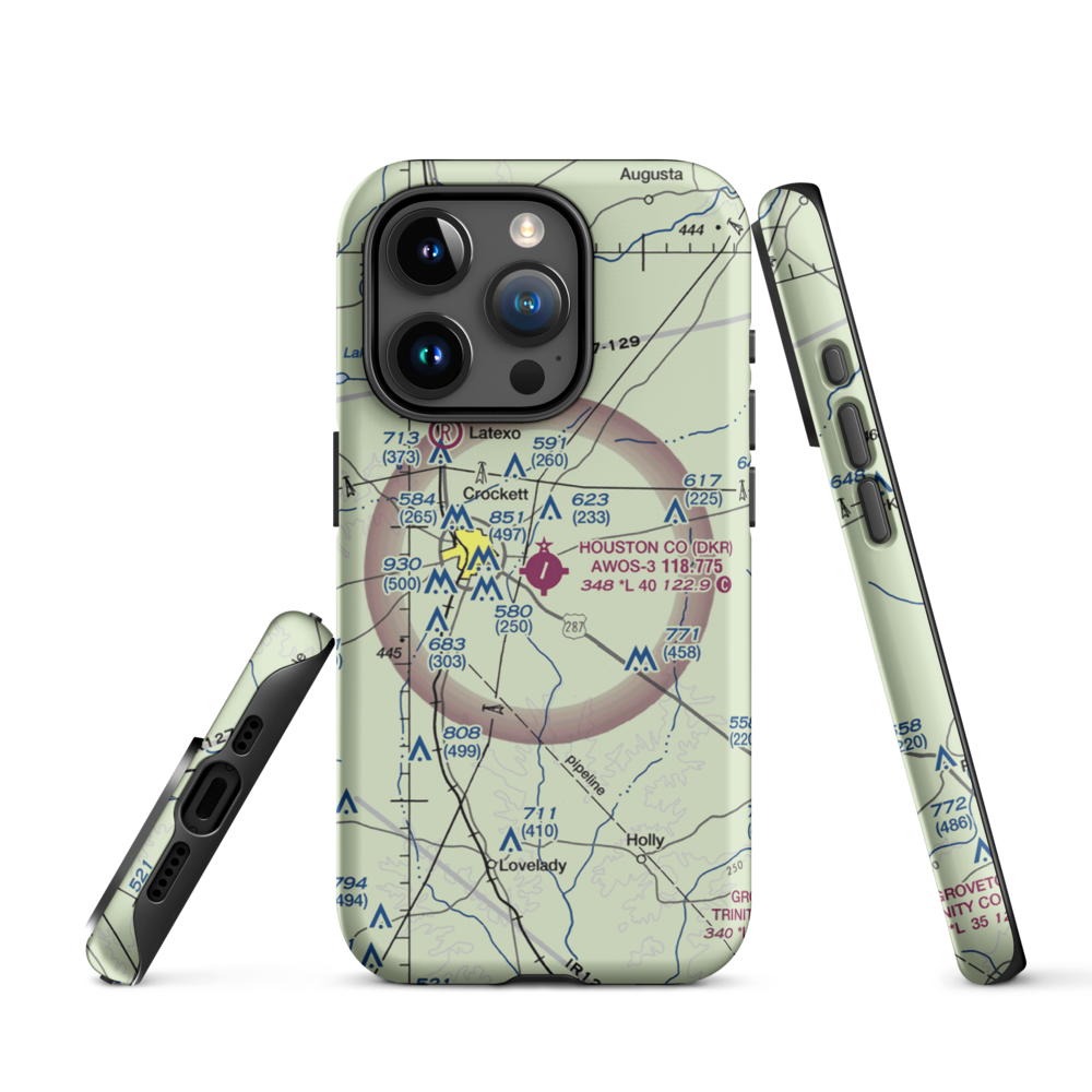 Houston County Airport (DKR) VFR Sectional  Tough iPhone Case iPhone 15 Pro model shown