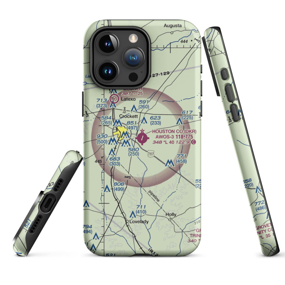 Houston County Airport (DKR) VFR Sectional  Tough iPhone Case iPhone 15 Pro Max model shown