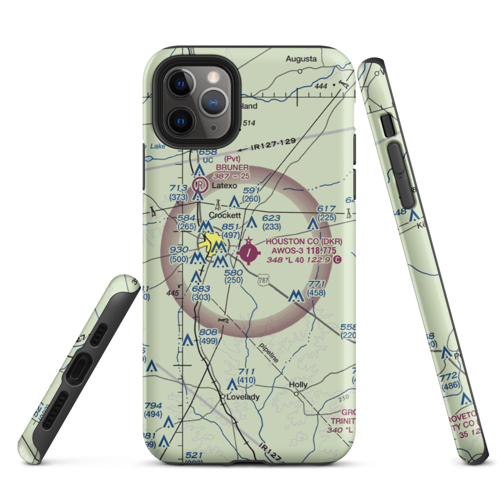 Houston County Airport (DKR) VFR Sectional  Tough iPhone Case iPhone 11 Pro Max model shown