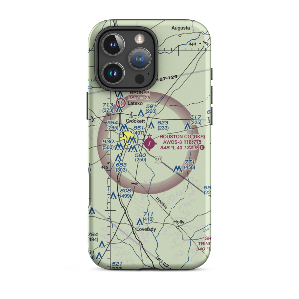 Houston County Airport (DKR) VFR Sectional  Tough iPhone Case iPhone 16 Pro Max model shown