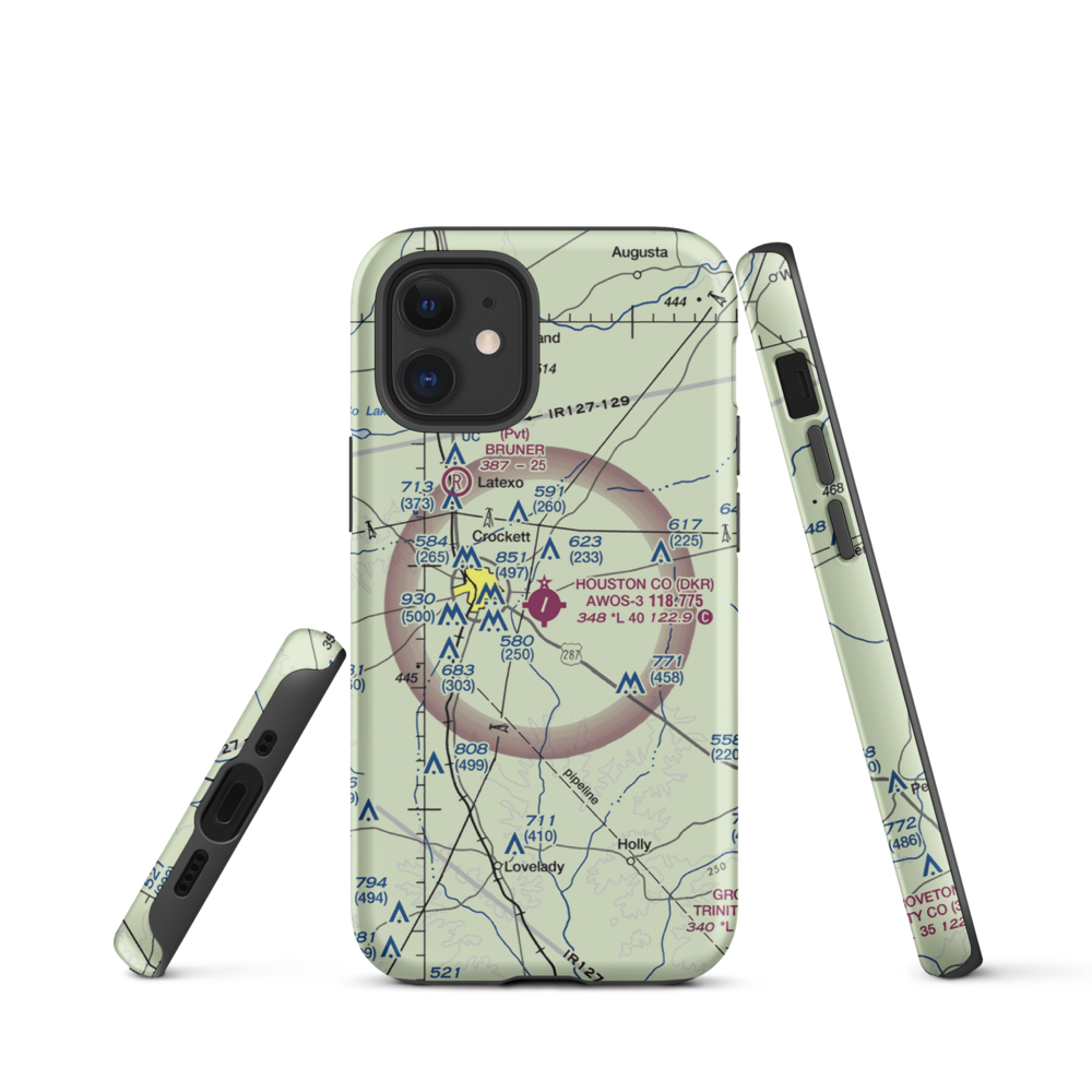Houston County Airport (DKR) VFR Sectional  Tough iPhone Case iPhone 12 mini model shown